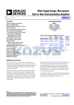 AD8228 datasheet - Wide Supply Range, Micropower,