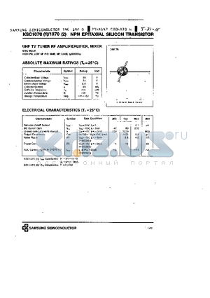 KSC1070 datasheet - NPN (UHF TV TUNER RF AMPLIFIERLIFIER, MIXER)