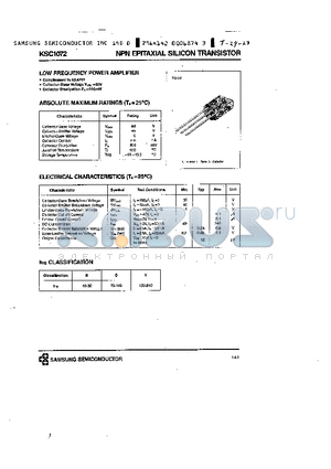 KSC1072 datasheet - NPN (LOW FREQUENCY POWER AMPLIFIER)