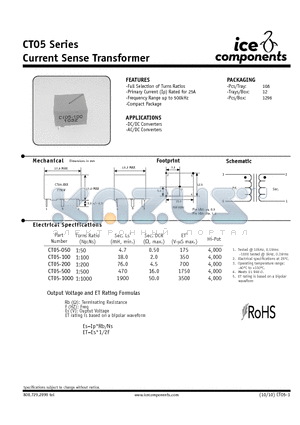 CT05-050 datasheet - Current Sense Transformer