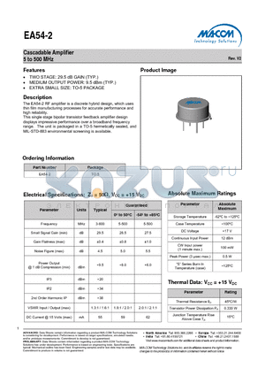 EA54-2 datasheet - Cascadable Amplifier 5 to 500 MHz