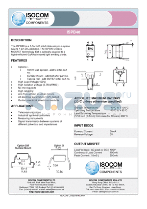 ISPB40 datasheet - Telecommunications