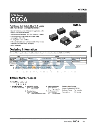 G5CA-1A-E datasheet - PCB Relay