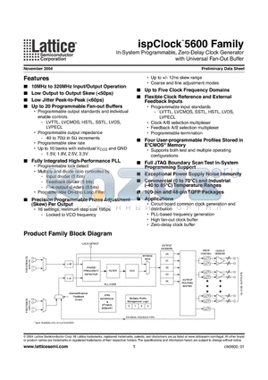 ISPCLOCK5600 datasheet - In-System Programmable, Zero-Delay Clock Generator with Universal Fan-Out Buffer