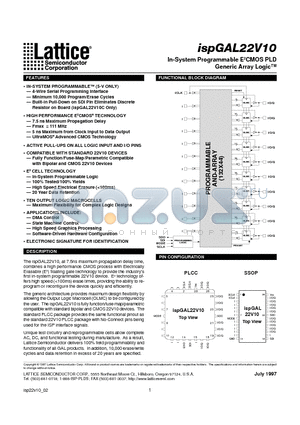 ISPGAL22V10B-15LJ datasheet - In-System Programmable E2CMOS PLD