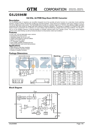 G5J2596M datasheet - 150 KHz, 3A PWM Step-Down DC/DC Converter