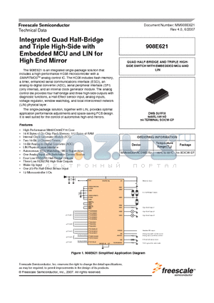 908E621 datasheet - Integrated Quad Half-Bridge and Triple High-Side with Embedded MCU and LIN for High End Mirror