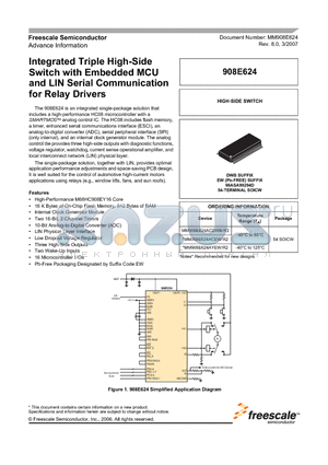 908E624 datasheet - Integrated Triple High-Side Switch with Embedded MCU and LIN Serial Communication for Relay Drivers