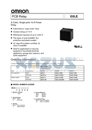 G5LE-14-ASI datasheet - PCB Relay