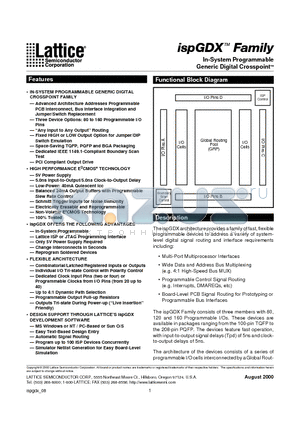 ISPGDX160A-5B272 datasheet - In-System Programmable Generic Digital CrosspointTM