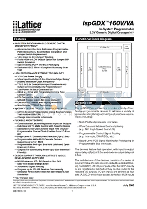 ISPGDX160VA-5B208 datasheet - In-System Programmable 3.3V Generic Digital CrosspointTM