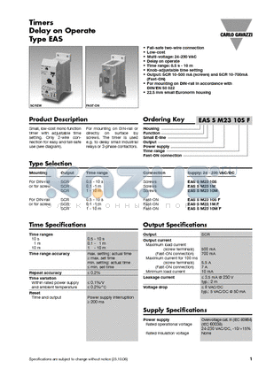 EASSM2310SF datasheet - Timers Delay on Operate