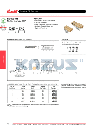 90B09PT datasheet - Thru-Hole DIP Switches