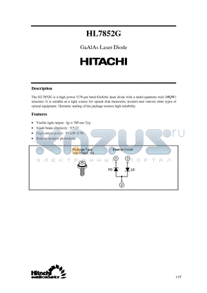 HL7852G datasheet - GaA1As Laser Diode