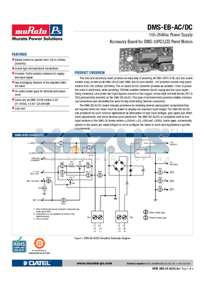 EB-ACDC datasheet - 100-264Vac Power Supply Accessory Board for DMS-30PC/LCD Panel Meters