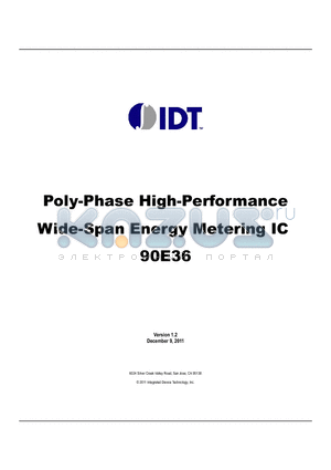 90E36 datasheet - Poly-Phase High-Performance Wide-Span Energy Metering IC