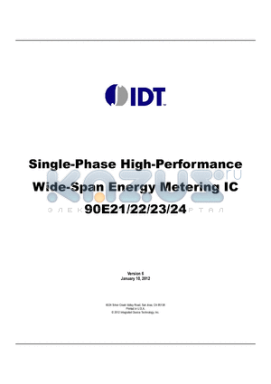 90E21 datasheet - Single-Phase High-Performance Wide-Span Energy Metering IC