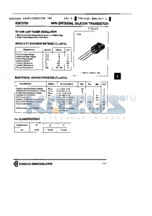 KSC1730 datasheet - NPN (TV VHF, UHF TUNER OSCILLATOR)