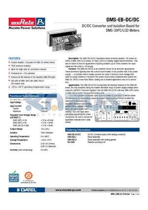 EB-DCDC datasheet - DC/DC Converter and Isolation Board for DMS-30PC/LCD Meters