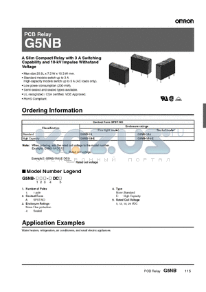 G5NB datasheet - PCB Relay