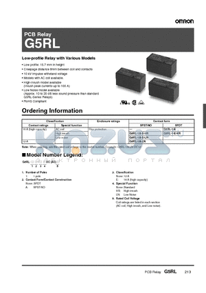 G5RL-1-E datasheet - PCB Relay