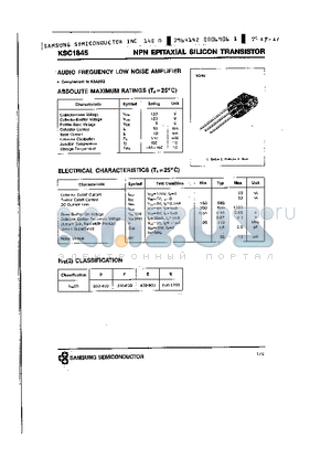 KSC1845 datasheet - NPN (AUDIO FREQUENCY LOW NOISE AMPLIFIER)