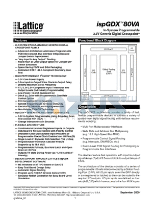 ISPGDX80VA-7T100I datasheet - In-System Programmable 3.3V Generic Digital CrosspointTM