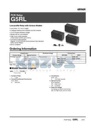 G5RL-1-E-HR datasheet - PCB Relay