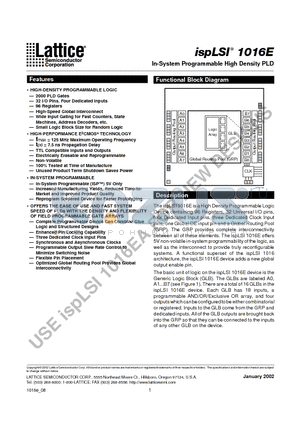 ISPLSI1016E-100LT44I datasheet - In-System Programmable High Density PLD