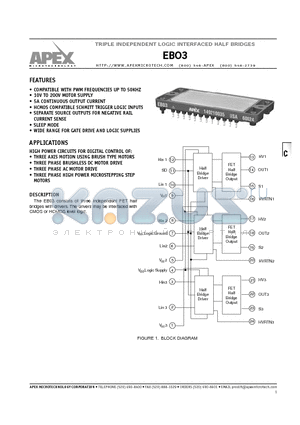 EB03 datasheet - TRIPLE INDEPENDENT LOGIC INTERFACED HALF BRIDGES