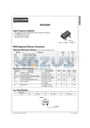 KSC2223 datasheet - High Frequency Amplifier