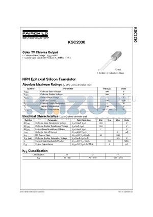 KSC2330 datasheet - Color TV Chroma Output