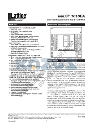 ISPLSI1016EA-125LT44 datasheet - In-System Programmable High Density PLD