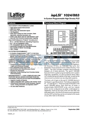 ISPLSI1024-60LH/883 datasheet - In-System Programmable High Density PLD