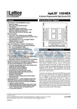 ISPLSI1024EA-100LT100 datasheet - In-System Programmable High Density PLD