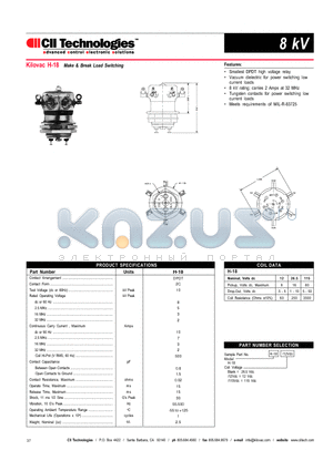 H-18 datasheet - Make & Break Load Switching