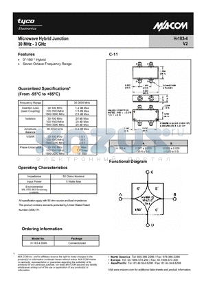 H-183-4SMA datasheet - Microwave Hybrid Junction 30 MHz - 3 GHz