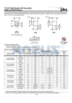 G66B datasheet - T-1-3/4, Right-Angle LED Assembly