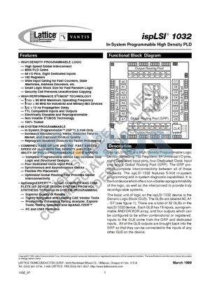 ISPLSI1032-60LT/833 datasheet - In-System Programmable High Density PLD