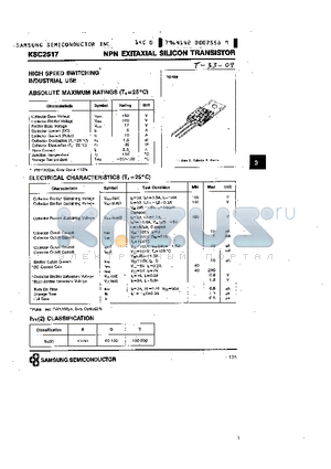 KSC2517 datasheet - NPN (HIGH SPEED SWITCHING INDUSTRIAL USE)