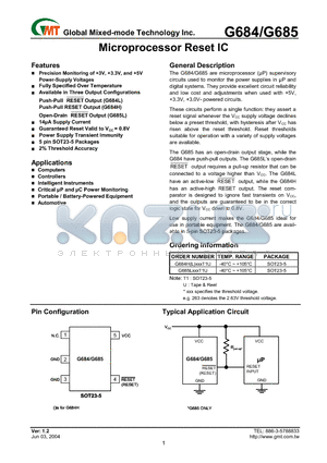 G684H330T1U datasheet - Microprocessor Reset IC