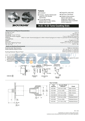 H-22-6M datasheet - Turns-Counting Dials