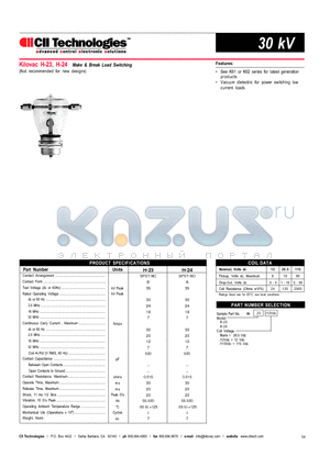 H-23/12VDC datasheet - Make & Break Load Switching