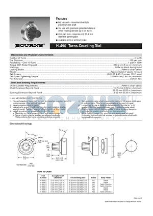 H-491-3 datasheet - Turns-Counting Dial