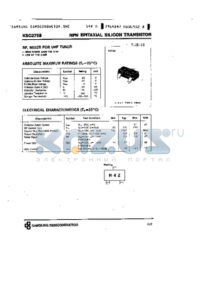 KSC2758 datasheet - NPN (RF. MIXER FOR UHF TUNER)