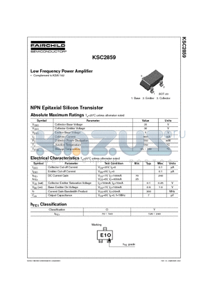 KSC2859 datasheet - Low Frequency Power Amplifier