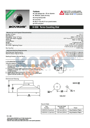 H-550-6A-1 datasheet - Turns-Counting Dial
