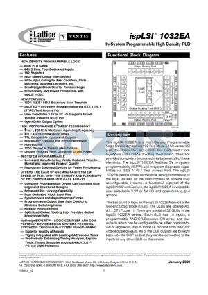 ISPLSI1032EA-100LT100 datasheet - In-System Programmable High Density PLD