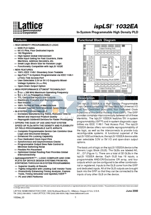 ISPLSI1032EA-125LT100 datasheet - In-System Programmable High Density PLD