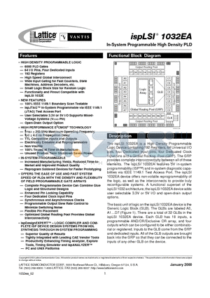 ISPLSI1032EA-125LT100 datasheet - In-System Programmable High Density PLD